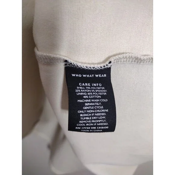 Women’s Beige Cocktail Dress 3/4 Sleeve Size M Formal Cottage core Stretch - Picture 6 of 10